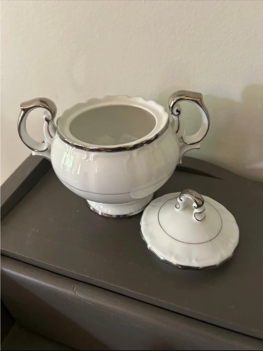 Vintage Harmony House China Silver Sonata pattern creamer and sugar bowl